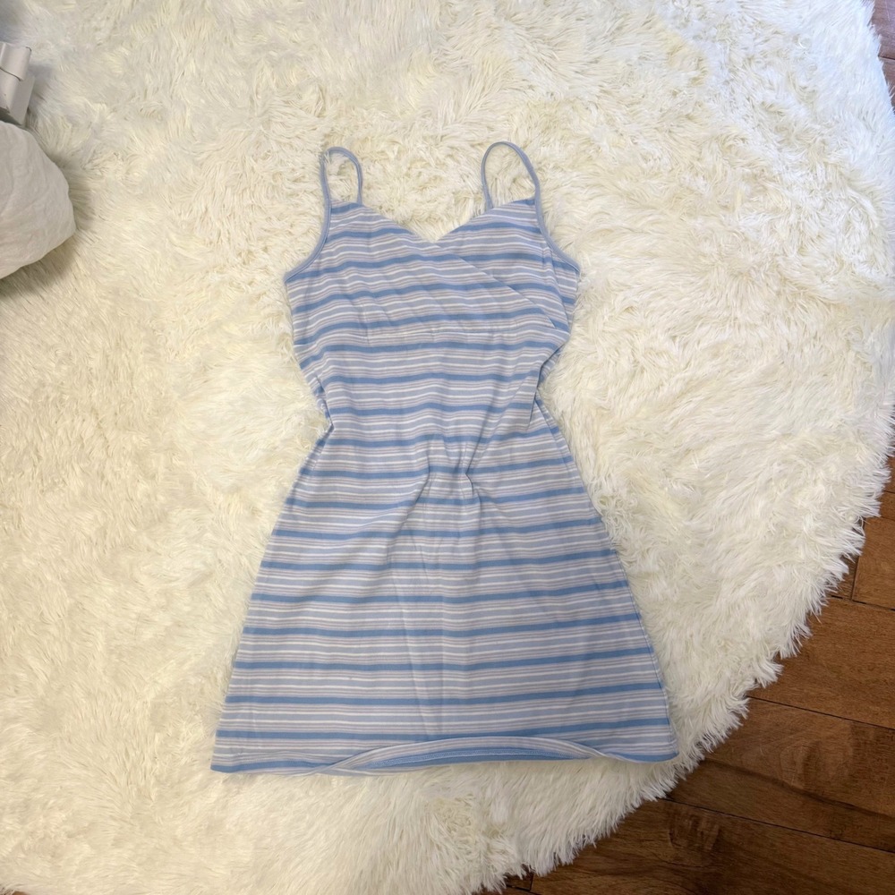 Gap Teen Blue White Striped Cami Mini Dress Women Small V-Neck Summer Vibe XL - Picture 1 of 2